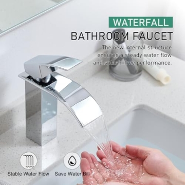 VOTON Chrome Waterfall Faucet for Stylish Bathrooms