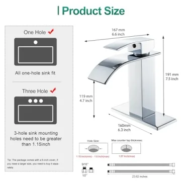 VOTON Chrome Waterfall Faucet for Stylish Bathrooms