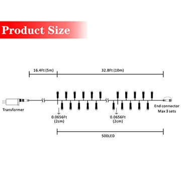 AWQ 500 LED Christmas Cluster Lights for Holiday Decor