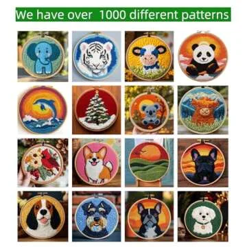 DIY Punch Needle Kits for Beginners Cute Cartoon Highland Cow with Daisy Flower with Hoop Embroidery Punch Needle Starter Craft Set Easy for Adults and Children Festival Gift and Decoration 20x20cm-1