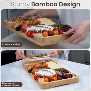 Bambüsi Charcuterie Board Gift Set - Cheese Board & Serving Tray - Bamboo Charcuterie Boards - Gifts for Women - Housewarming Gifts for New Home, Wedding Gifts for Couples 2025, Valentines Day Gifts