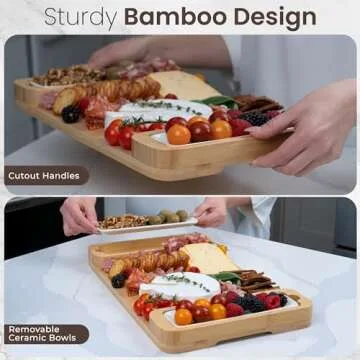 Bambüsi Charcuterie Board Gift Set - Cheese Board & Serving Tray - Bamboo Charcuterie Boards - Gifts for Women - Housewarming Gifts for New Home, Wedding Gifts for Couples 2025, Valentines Day Gifts