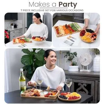 Bambüsi Charcuterie Board Gift Set - Cheese Board & Serving Tray - Bamboo Charcuterie Boards - Gifts for Women - Housewarming Gifts for New Home, Wedding Gifts for Couples 2025, Valentines Day Gifts