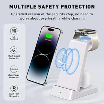 Wireless Charging Station,18W Fast Wireless Charger Compatible with iPhone 14/13/12/11/Pro/Max/SE/XS/XR/X/8 Plus/8, 3 in 1 Wireless Charging Dock Stand for Apple Watch Series & Airpods (with Adapter)