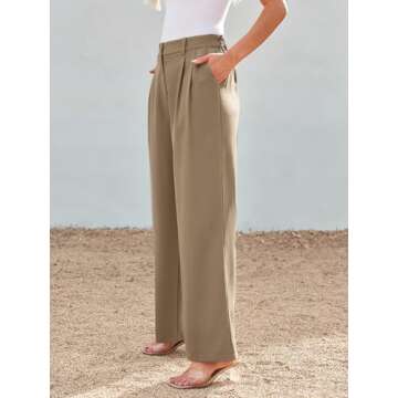 LILLUSORY Wide Leg Dress Work Pants Womens Palazzo Flowy 2025 Summer Spring High Waisted Professional Business Office Interview Outfits Bottom Wear Trousers Dressy Slacks Coffee