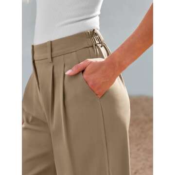 LILLUSORY Wide Leg Dress Work Pants Womens Palazzo Flowy 2025 Summer Spring High Waisted Professional Business Office Interview Outfits Bottom Wear Trousers Dressy Slacks Coffee