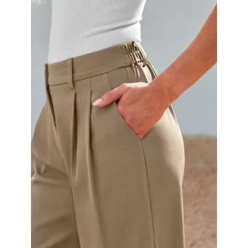 LILLUSORY Wide Leg Dress Work Pants Womens Palazzo Flowy 2025 Summer Spring High Waisted Professional Business Office Interview Outfits Bottom Wear Trousers Dressy Slacks Coffee