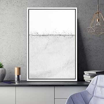 SIGNWIN Framed Canvas Print Wall Art Pastel Gray Mid-Century Landscape Abstract Shapes Illustrations...