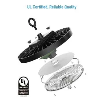 LEONLITE UFO LED High Bay Light 150W, 21,700LM Ultra Bright 5000K Daylight, UL Listed, 120-277V, IP65 Waterproof, Commercial Shop Light for Warehouse Workshop Barn Garage Gym, 0-10V Dimmable