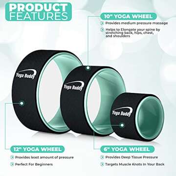 Yoga Wheel Back Wheel 3 Pack- Yoga Roller Prop with Thick Padding Relieves Back Pain and Improves Yoga Poses, Helps with Stretching, Improving Flexibility