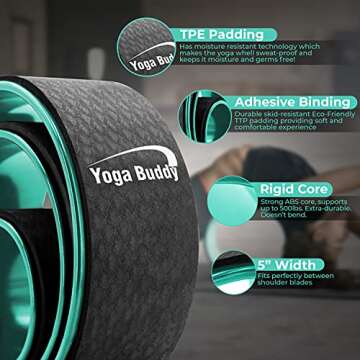 Yoga Wheel Back Wheel 3 Pack- Yoga Roller Prop with Thick Padding Relieves Back Pain and Improves Yoga Poses, Helps with Stretching, Improving Flexibility