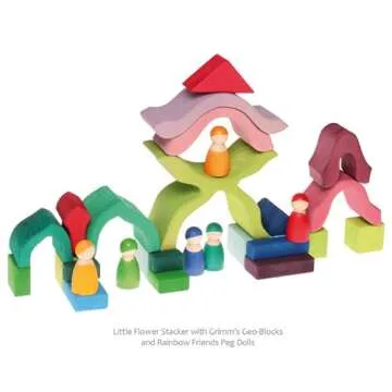Grimm's Little Flower Wooden Puzzle Stacker - Large Elements Nesting/Stacking Sculptural Blocks