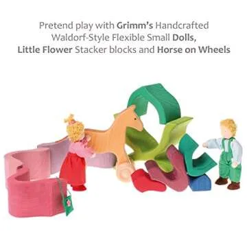 Grimm's Little Flower Wooden Puzzle Stacker - Large Elements Nesting/Stacking Sculptural Blocks