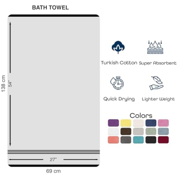 Hawmam Linen White Bath Towels 4 Pack 27 x 54 Inches 100% Turkish Cotton Soft Lightweight and Highly Absorbent Quick Drying Towels, Premium Quality Perfect for Daily Use