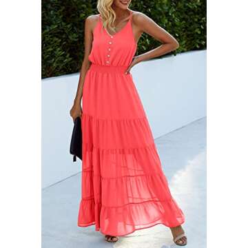 PRETTYGARDEN Women's Casual Summer Dress Spaghetti Strap Sleeveless High Waist Beach Long Maxi Sun D...