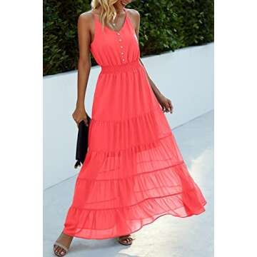 PRETTYGARDEN Spaghetti Strap Maxi Dress for Summer