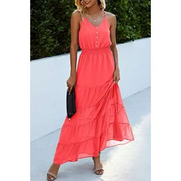 PRETTYGARDEN Spaghetti Strap Maxi Dress for Summer