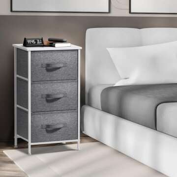 Sorbus Nightstand with 3 Drawers - Bedside Furniture & Night Stand End Table Dresser with Steel Fram...