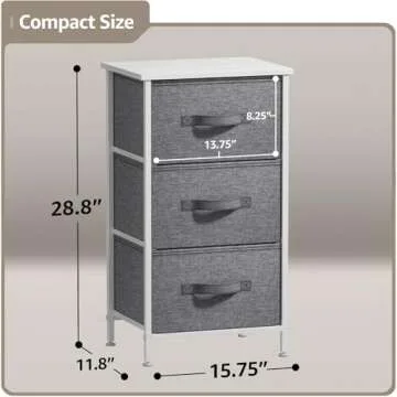 Sorbus Nightstand with 3 Drawers - Bedside Furniture & Night Stand End Table Dresser with Steel Frame, Wood Top, Easy Pull Fabric Bins for Home, Bedroom Accessories, Office & Dorm