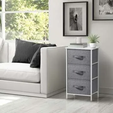 Sorbus Nightstand with 3 Drawers - Bedside Furniture & Night Stand End Table Dresser with Steel Frame, Wood Top, Easy Pull Fabric Bins for Home, Bedroom Accessories, Office & Dorm