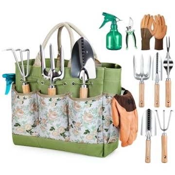 Heavy Duty 9-Piece Gardening Tool Set with Organizer