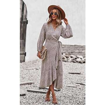 PRETTYGARDEN Women's Vintage Floral Wrap Maxi Dress