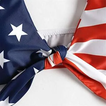 TSWRK Tie Knot Front American USA Flag Bikini Set Triangle Cheeky Bottom Two-Piece Bathing Suit