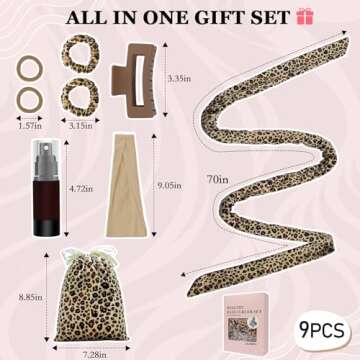 ZILAMPU No Heat Curling Rod Headband for Women and Girls, Overnight Velour Hair Roller Wrap for Long Curls - Leopard Print