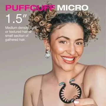 PuffCuff Micro 1.5" Hair Clamps, For All Natural, Thick, Curly, Kinky, Textured, Locs or Braided Hair | Painless, Damage-Free Styling Tool, Black, 5 Pieces