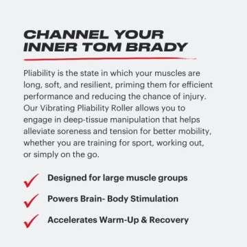 TB12 Vibrating Roller by Tom Brady - Relieve Pain and Soreness with Vibrating Massage Foam Roller for Back Pain, Leg Pain, Pliability. Deep Tissue Massage for Myofascial Trigger Point Release