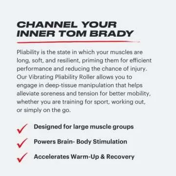 TB12 Vibrating Roller by Tom Brady - Relieve Pain and Soreness with Vibrating Massage Foam Roller for Back Pain, Leg Pain, Pliability. Deep Tissue Massage for Myofascial Trigger Point Release
