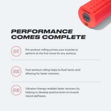 TB12 Vibrating Roller by Tom Brady - Relieve Pain and Soreness with Vibrating Massage Foam Roller for Back Pain, Leg Pain, Pliability. Deep Tissue Massage for Myofascial Trigger Point Release