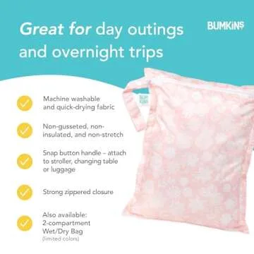 Bumkins Waterproof Wet Bag for Diapers and Travel Gear