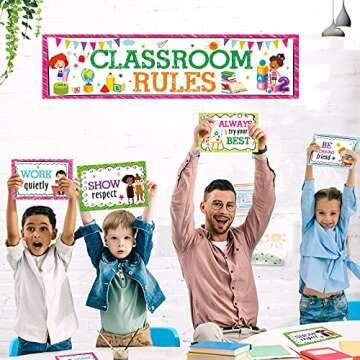 Classroom Rules Bulletin Board Set for Classroom Decorations Classroom Rules Posters Behavior Educational Good Habits Manners Chart for Kindergarten Preschool Primary Middle High School