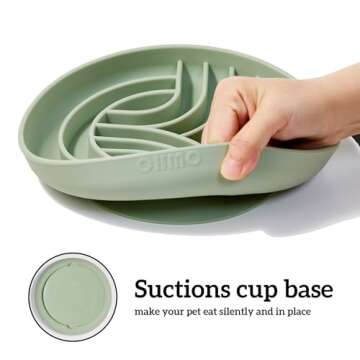 OHMO Slow Feeder Dog Bowls (Sunrise, Sage Green) Enrichment Toy Soft Silicone Food Safe Feeding Bowl Non Slip Suction Cup for All Breed Pet, Cat Slow Down Eating Dishes, Boredom and Anxiety Reducer