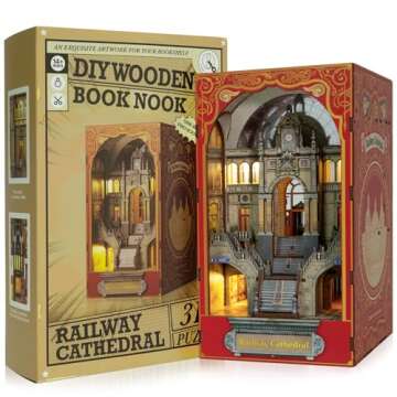 Book Nook Kit DIY Dollhouse Book Nook Miniature Kit for Bookshelf Insert Decor Crafts for Adults Tee...