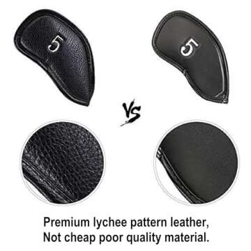 Craftsman Golf 12pcs Thick Synthetic Leather Golf Iron Head Covers Set Headcover fits All Brands Callaway Ping Taylormade Cobra Etc.