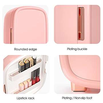 IKER Beauty Mini Fridge, 12 Liter Compact Refrigerator for Skin Care, Makeup and Cosmetic Products, Skincare Fridge for Women & Teen Girls, Portable Makeup Fridge for Bedroom, Office (Pink)