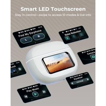 Smart Wireless Earbuds with Active Noise Cancellation & Touchscreen Charging Case