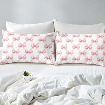 Manfei Pink Bowknot Kids Bed Sheet King Set - Dreamy Style