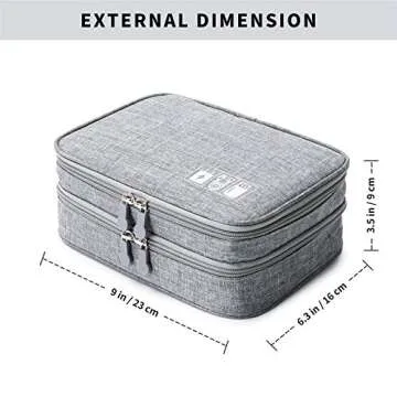 Lanola Travel Cable Organizer Bag, Electronic Accessories Case Portable Double Layer Cable Storage B...