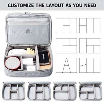 Lanola Travel Cable Organizer Bag, Electronic Accessories Case Portable Double Layer Cable Storage Bag for Cord,phone,Charger, Flash Drive, Phone, SD Card,Personal Items - (Grey)