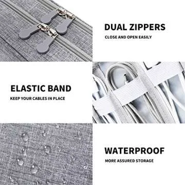 Lanola Travel Cable Organizer Bag, Electronic Accessories Case Portable Double Layer Cable Storage Bag for Cord,phone,Charger, Flash Drive, Phone, SD Card,Personal Items - (Grey)