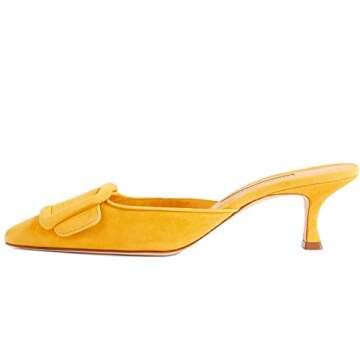 Divanne Heeled Mules for Women, Pointed Toe Slingback Pumps Buckle Kitten Heels Mules Slides Backless Dress Sandals