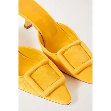 Divanne Heeled Mules for Women, Pointed Toe Slingback Pumps Buckle Kitten Heels Mules Slides Backless Dress Sandals