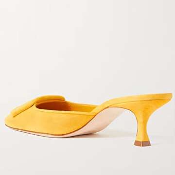 Divanne Heeled Mules for Women, Pointed Toe Slingback Pumps Buckle Kitten Heels Mules Slides Backless Dress Sandals