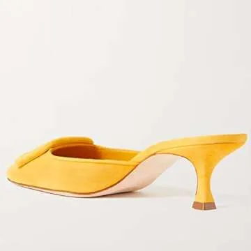 Divanne Heeled Mules for Women, Pointed Toe Slingback Pumps Buckle Kitten Heels Mules Slides Backless Dress Sandals