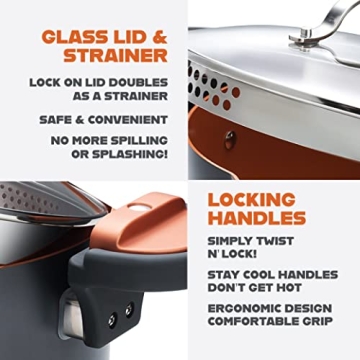 Gotham Steel 5 Quart Nonstick Stock Pot with Strainer Lid