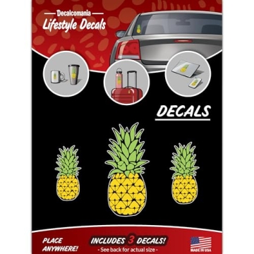 Cheerful Pineapple Decals Set of 3 - Fun Vinyl Stickers for Car, Laptop, and Bottles