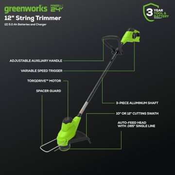 Greenworks 48V (2x24V) 21" Cordless Battery Self-Propelled Mower, 10" String Trimmer & 320 CFM Blower Combo Kit w/ (2) 5.0Ah Batteries, (1) 2.0Ah Battery & Chargers